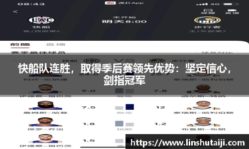 快船队连胜，取得季后赛领先优势：坚定信心，剑指冠军