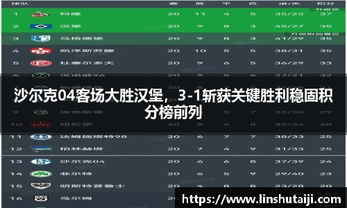 沙尔克04客场大胜汉堡，3-1斩获关键胜利稳固积分榜前列